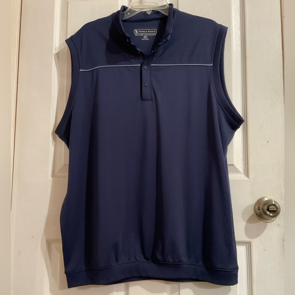 Navy Sleeveless Pebble Beach Golf Shirt